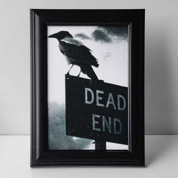 Dead dead Street road framed photo print of black raven on sign gothic Halloween - Picture 3 of 5
